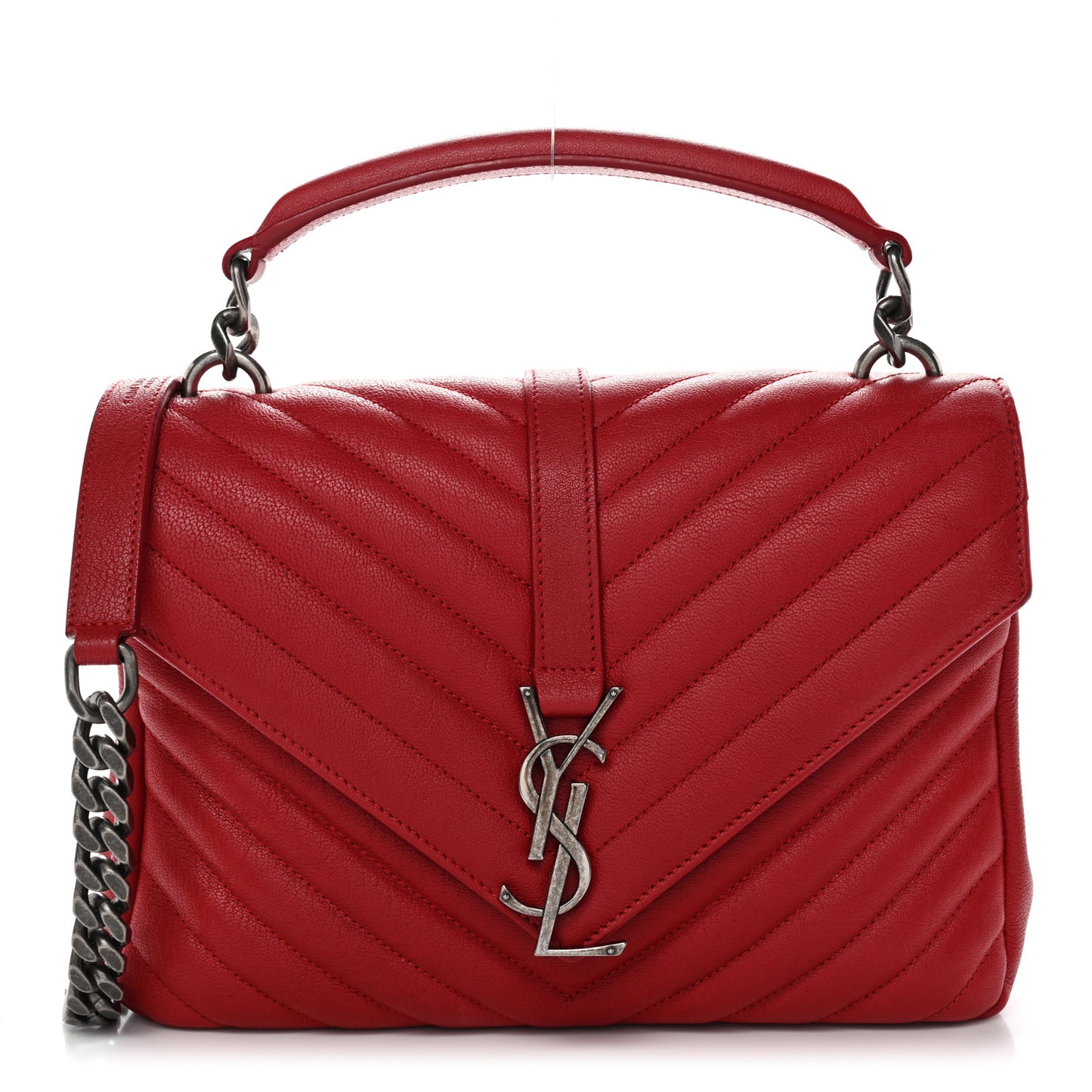 Sheepskin Matelasse Chevron Monogram Medium College Bag Rouge