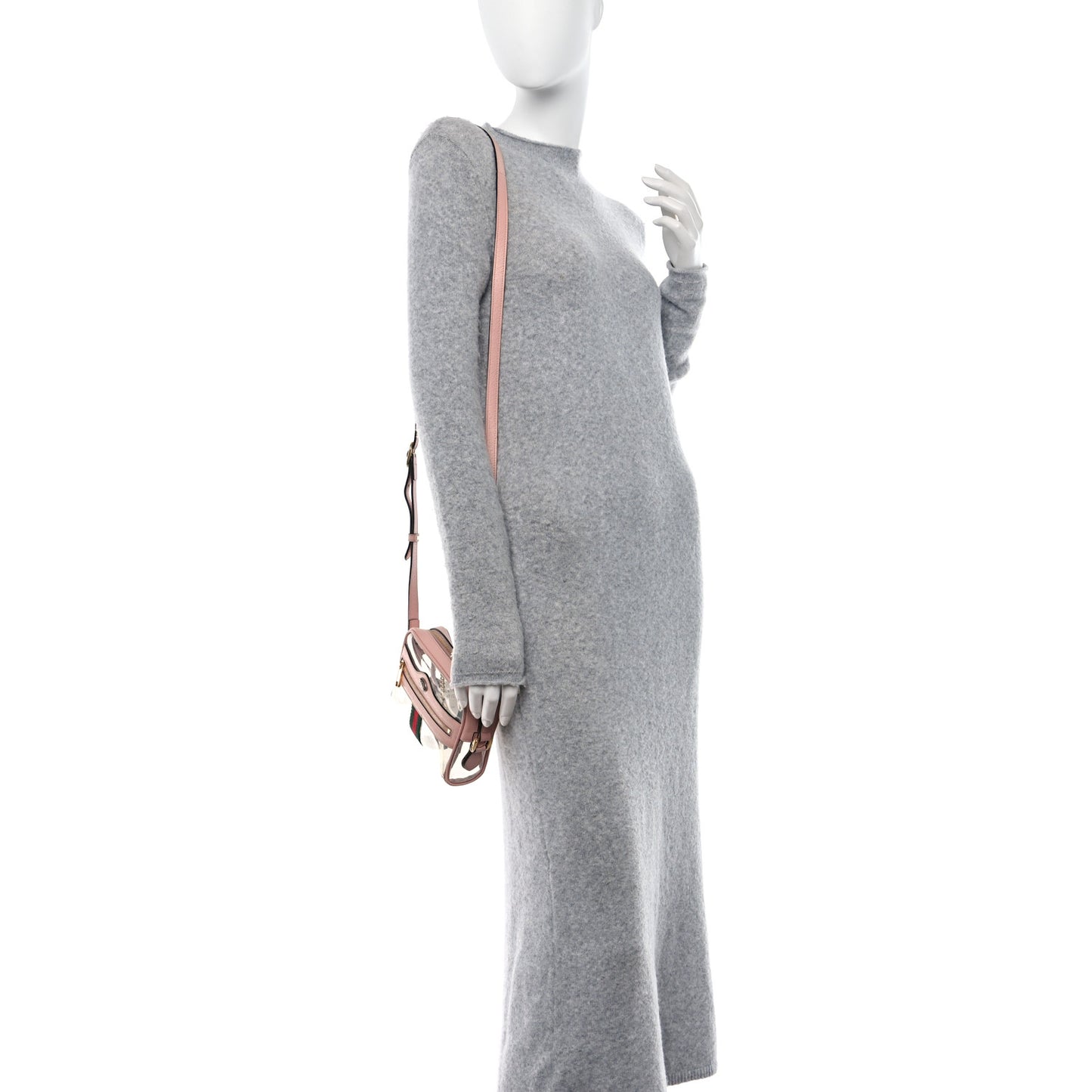 Vinyl Web Mini Ophidia Transparent Shoulder Bag Perfect Pink