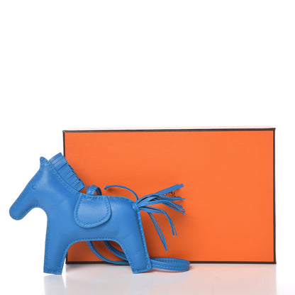 Hermes Milo Lambskin Grigri Rodeo Horse Bag Charm MM Bleu Zanzibar 5 of 5