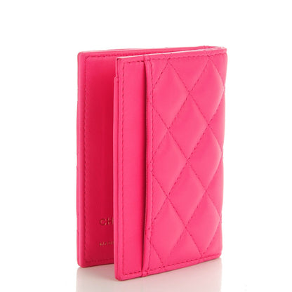 Chanel Lambskin Quilted Card Holder Wallet Fuchsia 3 of 8