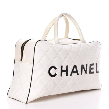 Chanel Calfskin Quilted Large Bowler White 4 of 13