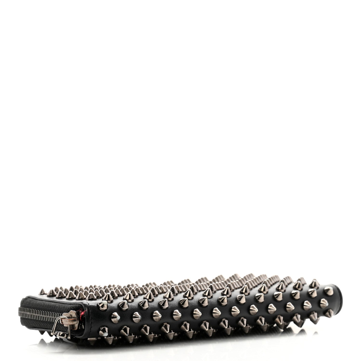 Christian Louboutin Calfskin Panettone Spiked Zip Around Wallet Black 4 of 13