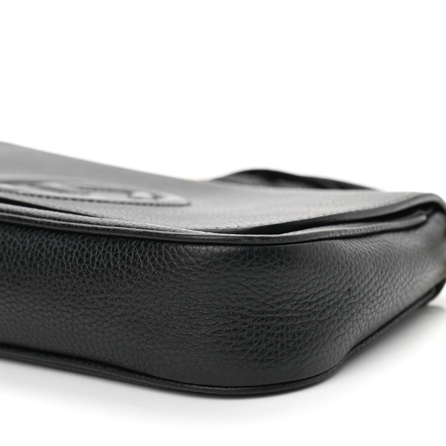 Pebbled Calfskin Medium Soho Flap Crossbody Black