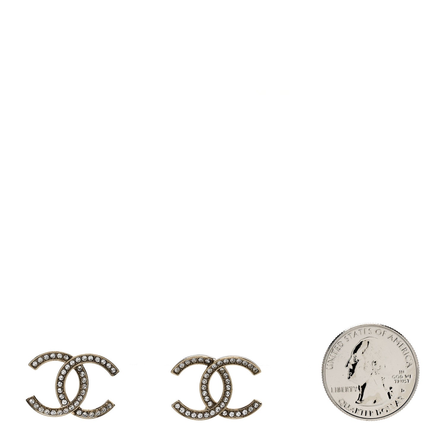 Chanel Crystal CC Earrings Gold 2 of 5