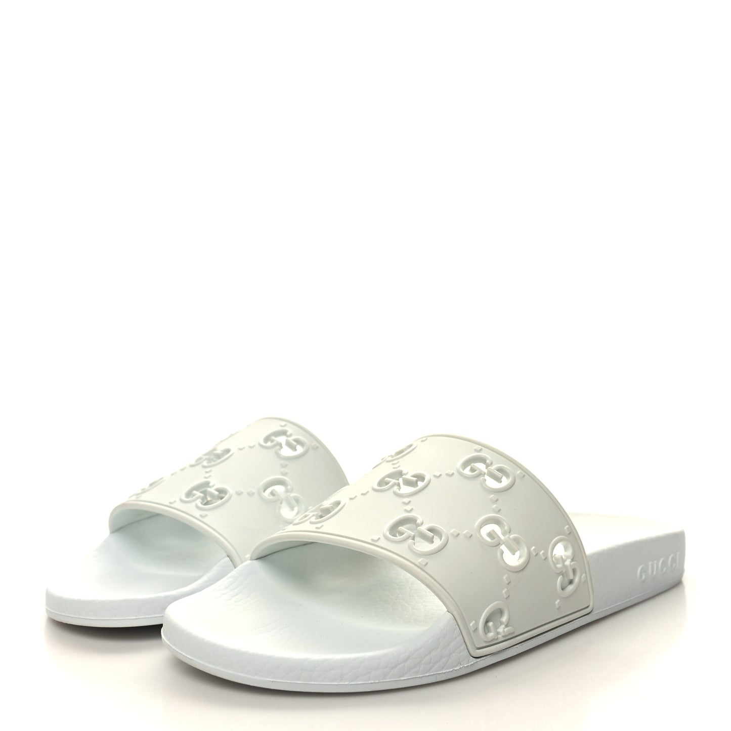 Rubber GG Monogram Perforated Womens Slide Sandals 37 Great White