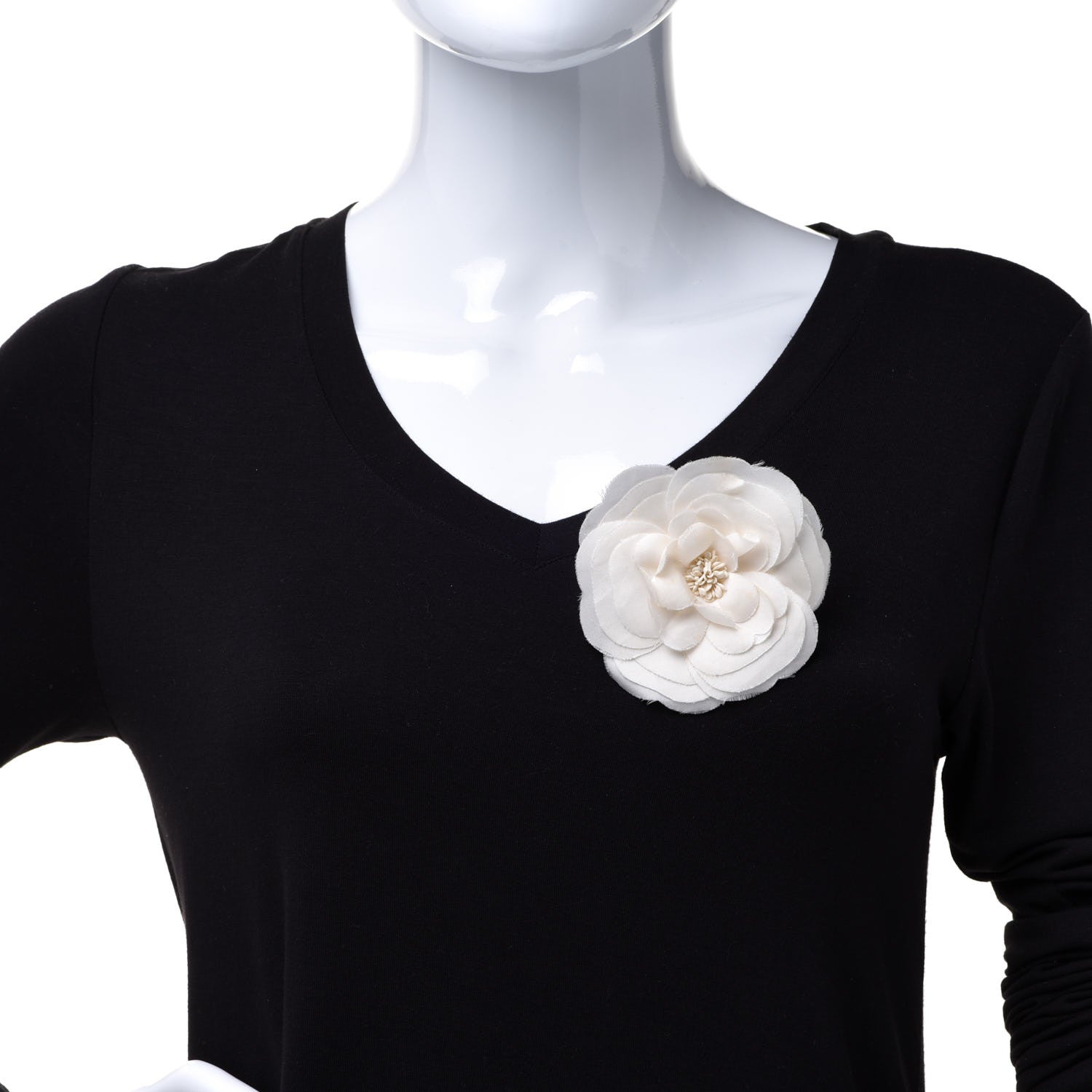 Chanel Silk Taffeta Camellia Brooch Pin White 2 of 5
