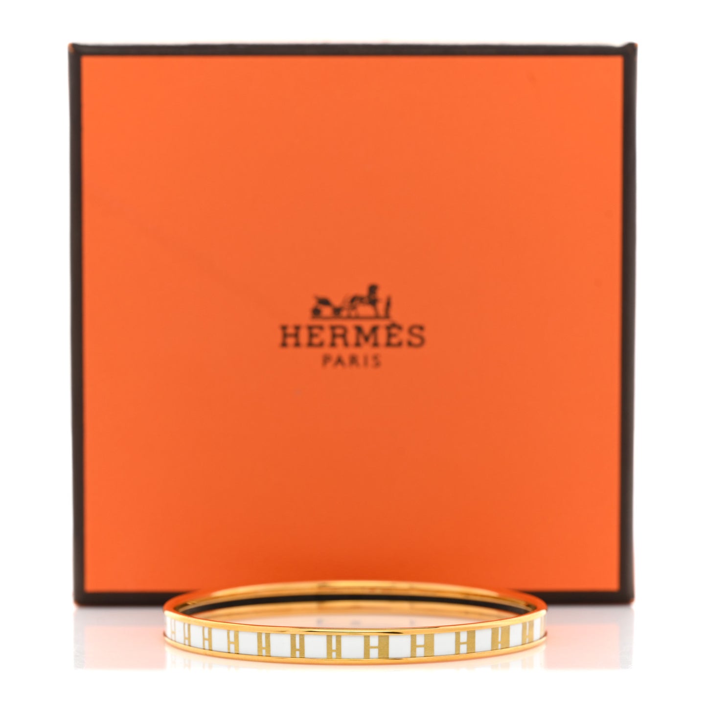 Printed Enamel Extra Narrow OP'H Bracelet 65 Jaune D'Or White