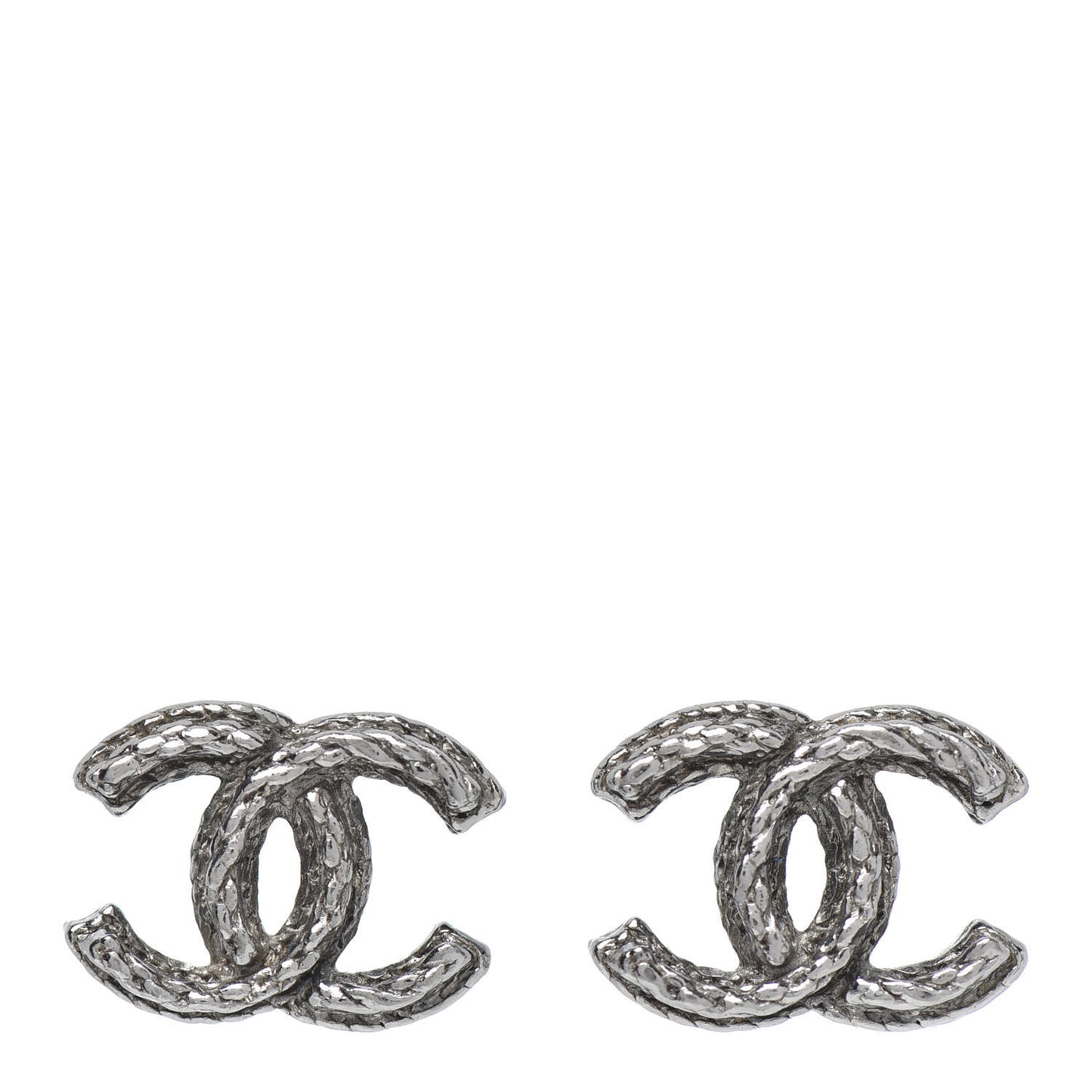 Metal CC Chain Earrings Dark Silver