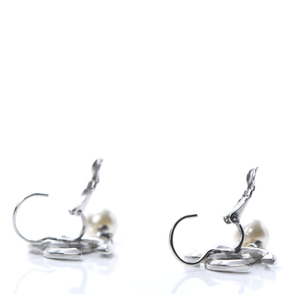 Chanel Baguette Crystal Pearl CC Drop Earrings Silver 3 of 4