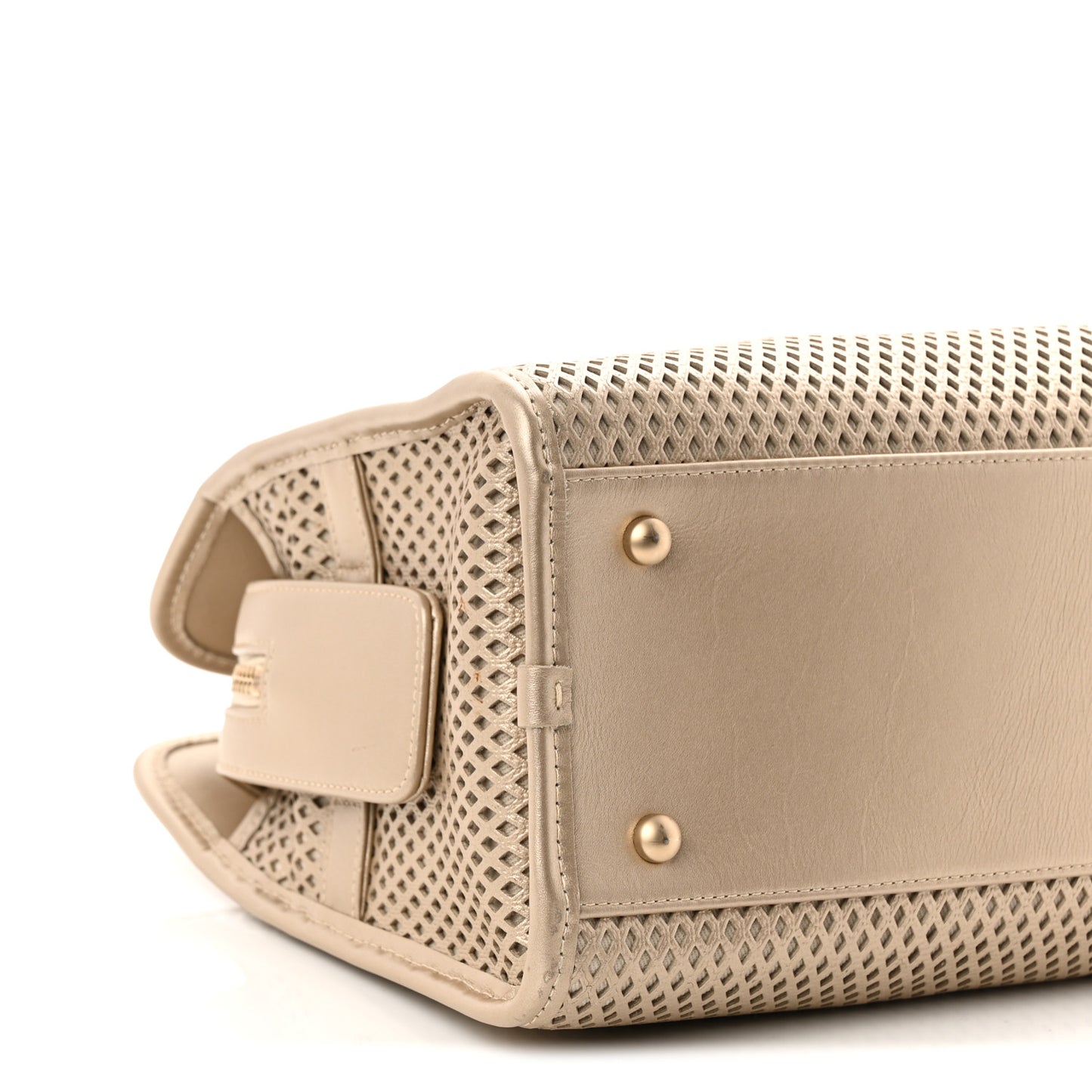 Metallic Calfskin Perforated Up In The Air Tote Light Gold