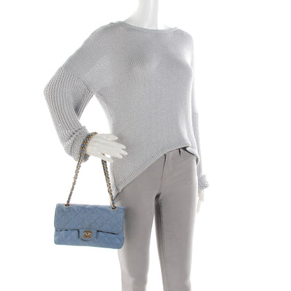 Chanel Tweed Quilted Small Double Flap Blue 2 of 13