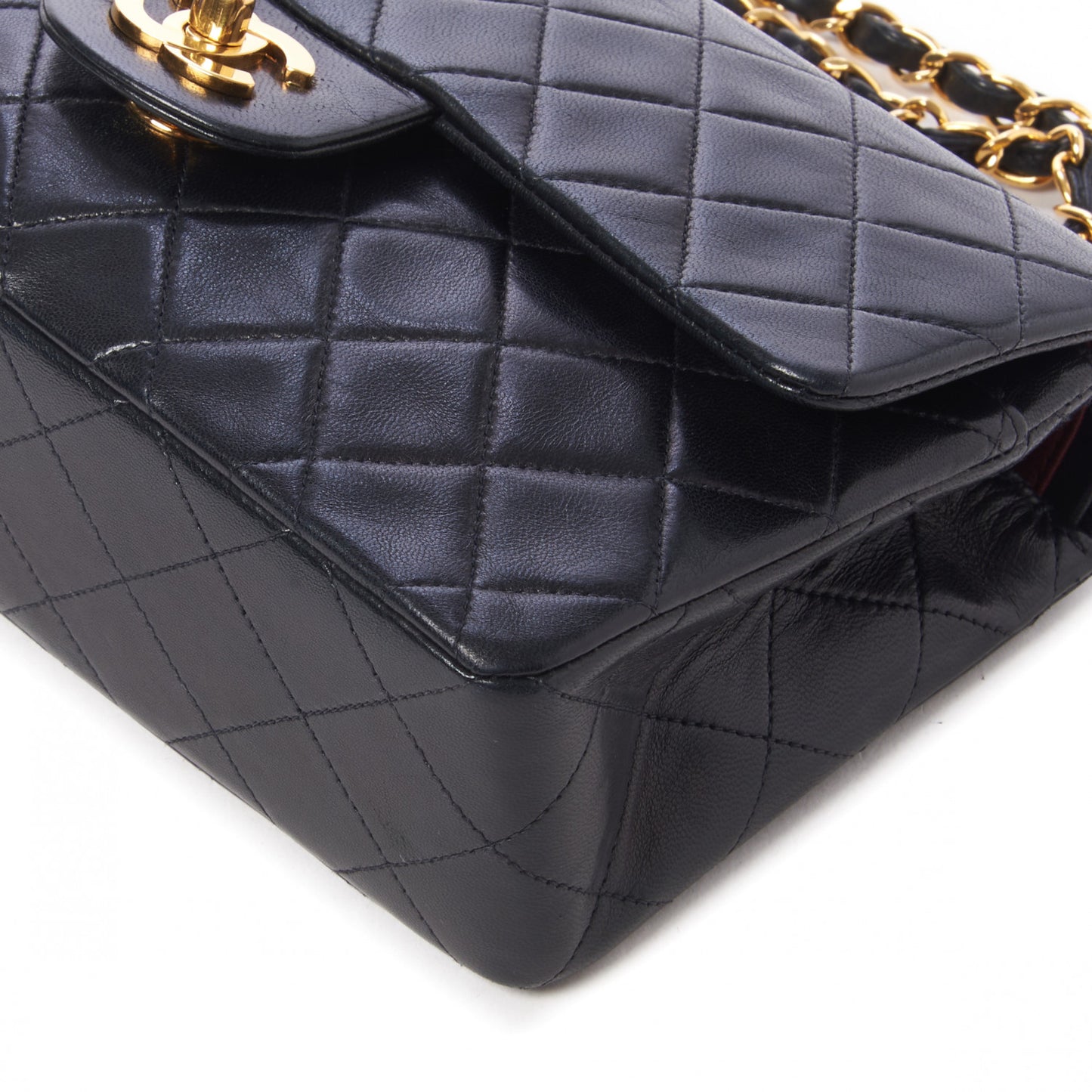 Lambskin Quilted Small Double Flap Black