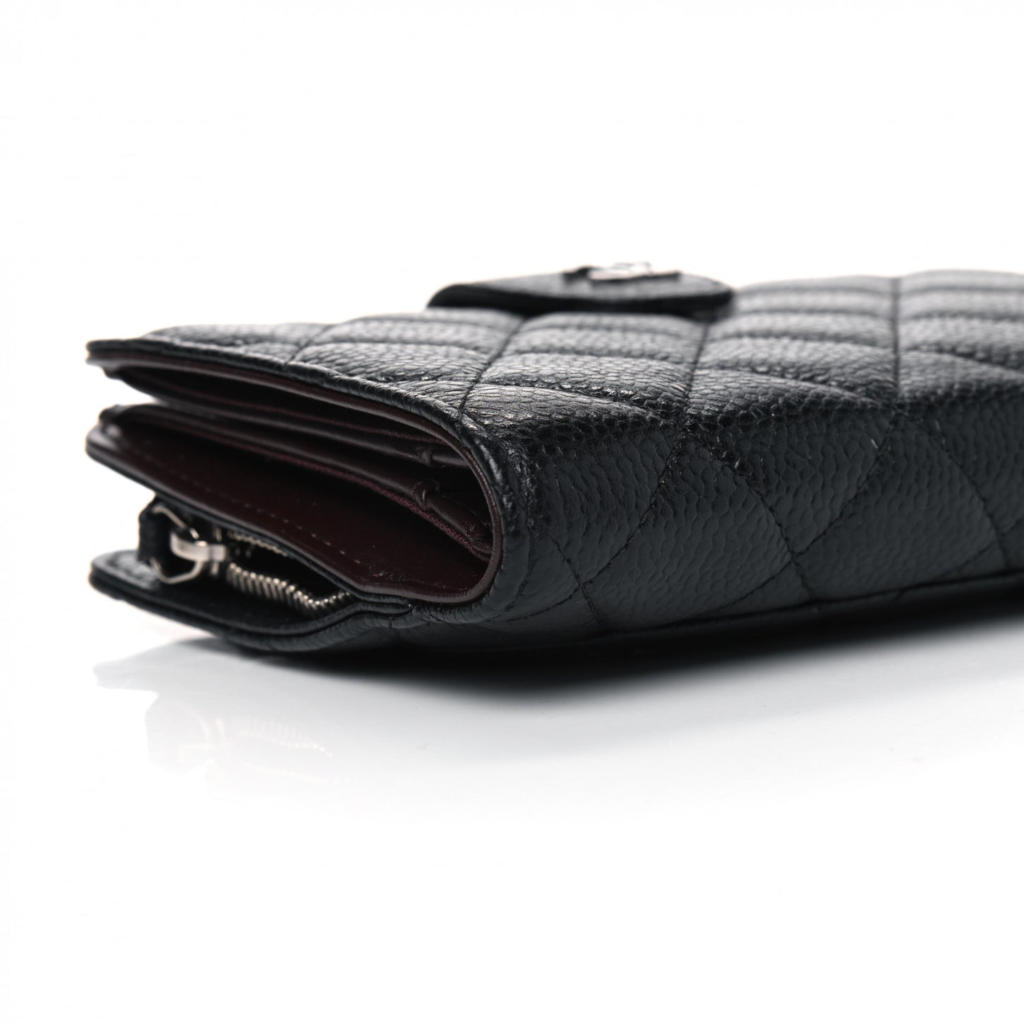 Caviar Quilted Zipped Pocket Wallet Black