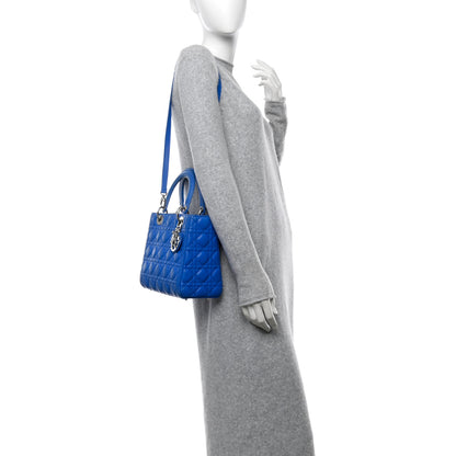 Christian Dior Lambskin Cannage Medium Lady Dior Blue 2 of 17