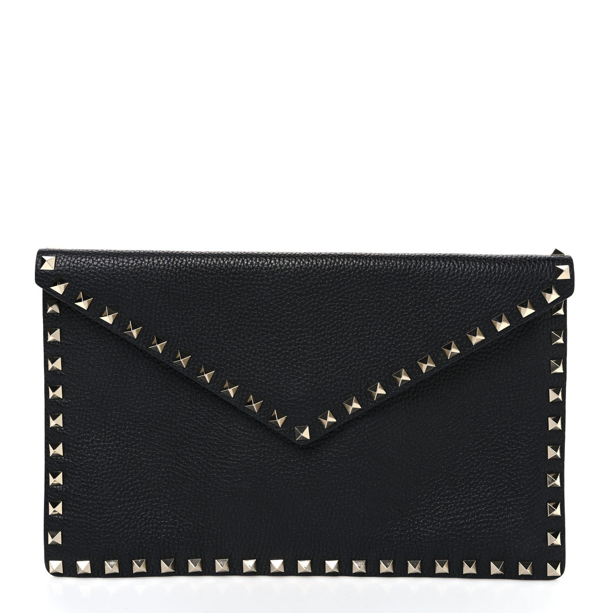 Valentino Garavani Vitello Large Rockstud Envelope Clutch Black 1 of 6