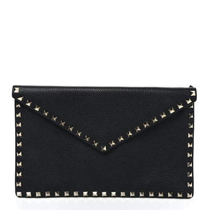 Valentino Garavani Vitello Large Rockstud Envelope Clutch Black 1 of 6