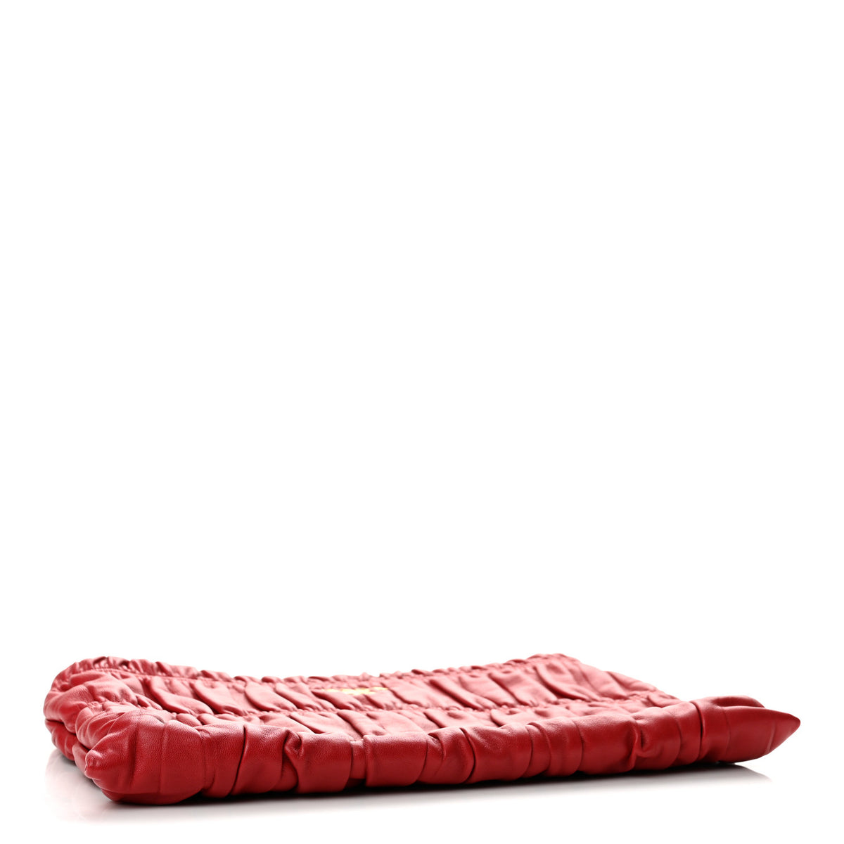 Prada Nappa Gaufre Ruched Clutch Fuoco 4 of 12