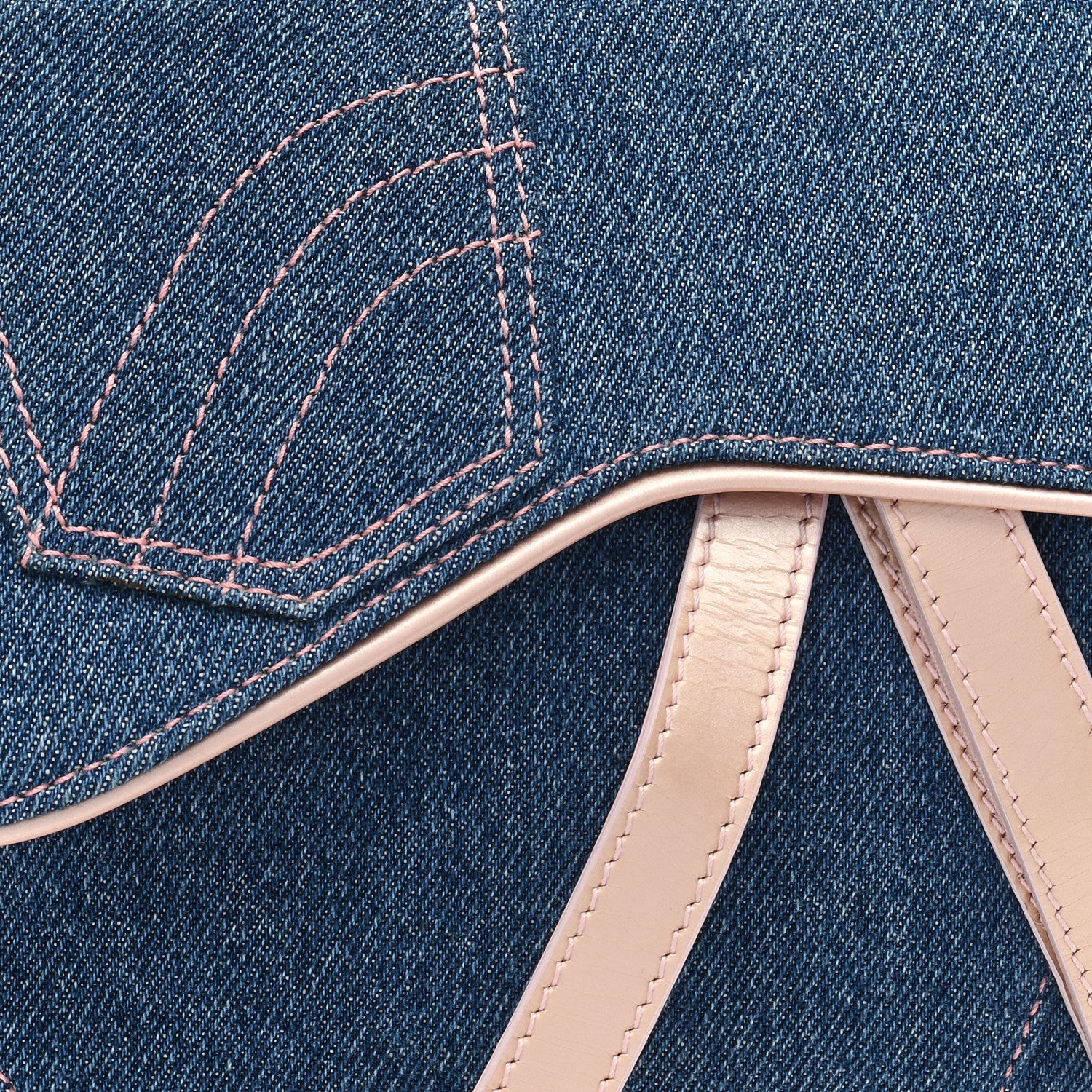 Christian Dior Patent Denim Jeans Saddle Bag Blue Pink 8 of 11