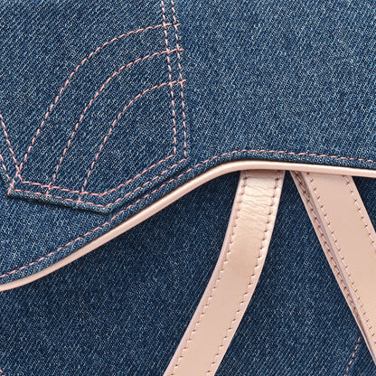 Christian Dior Patent Denim Jeans Saddle Bag Blue Pink 8 of 11