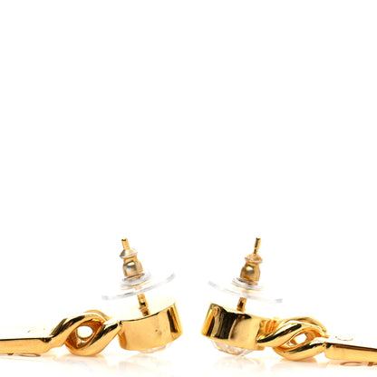 Chanel Crystal Tag Drop Earrings Gold 3 of 4