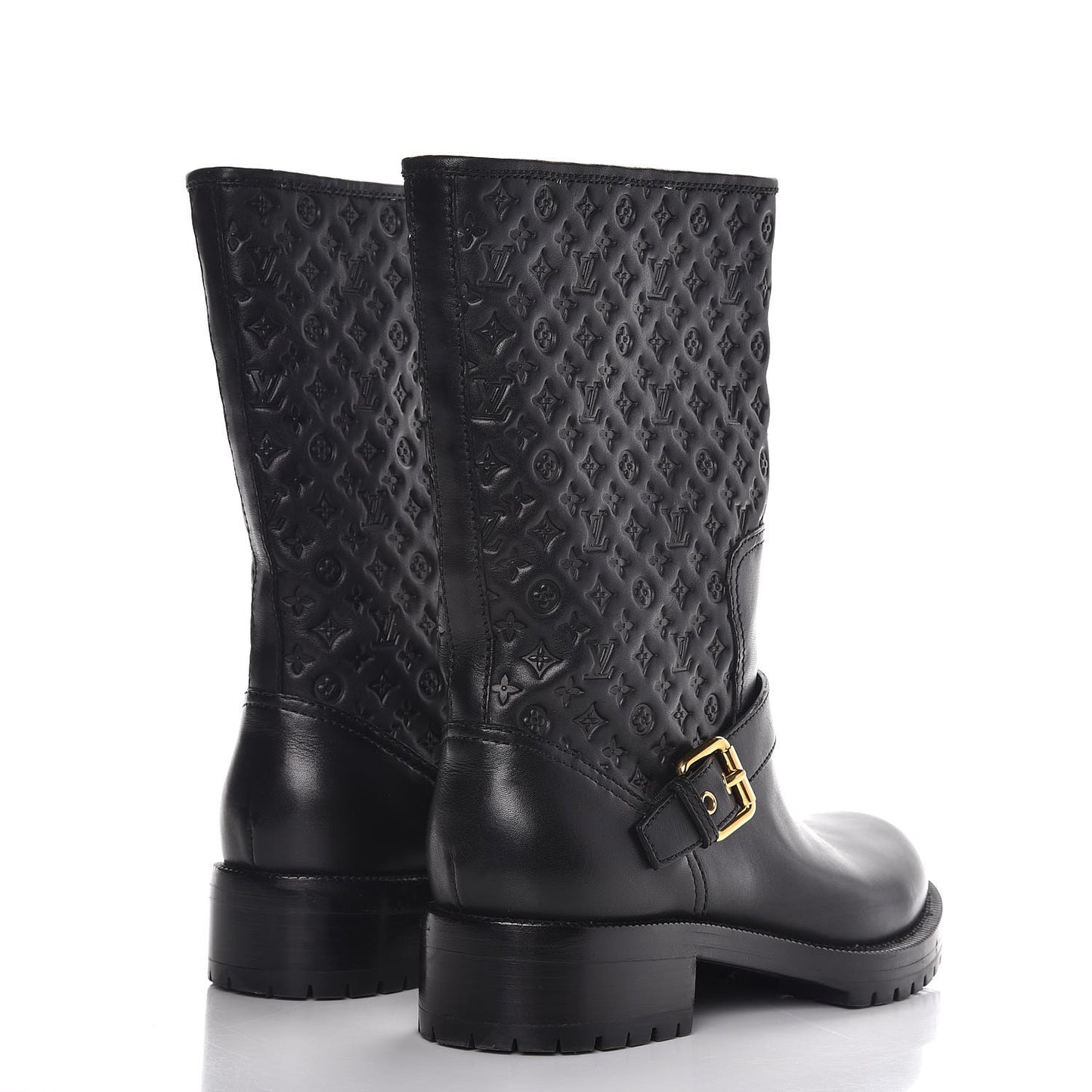 Calfskin Embossed Monogram Rebellion Half Boots 39 Black