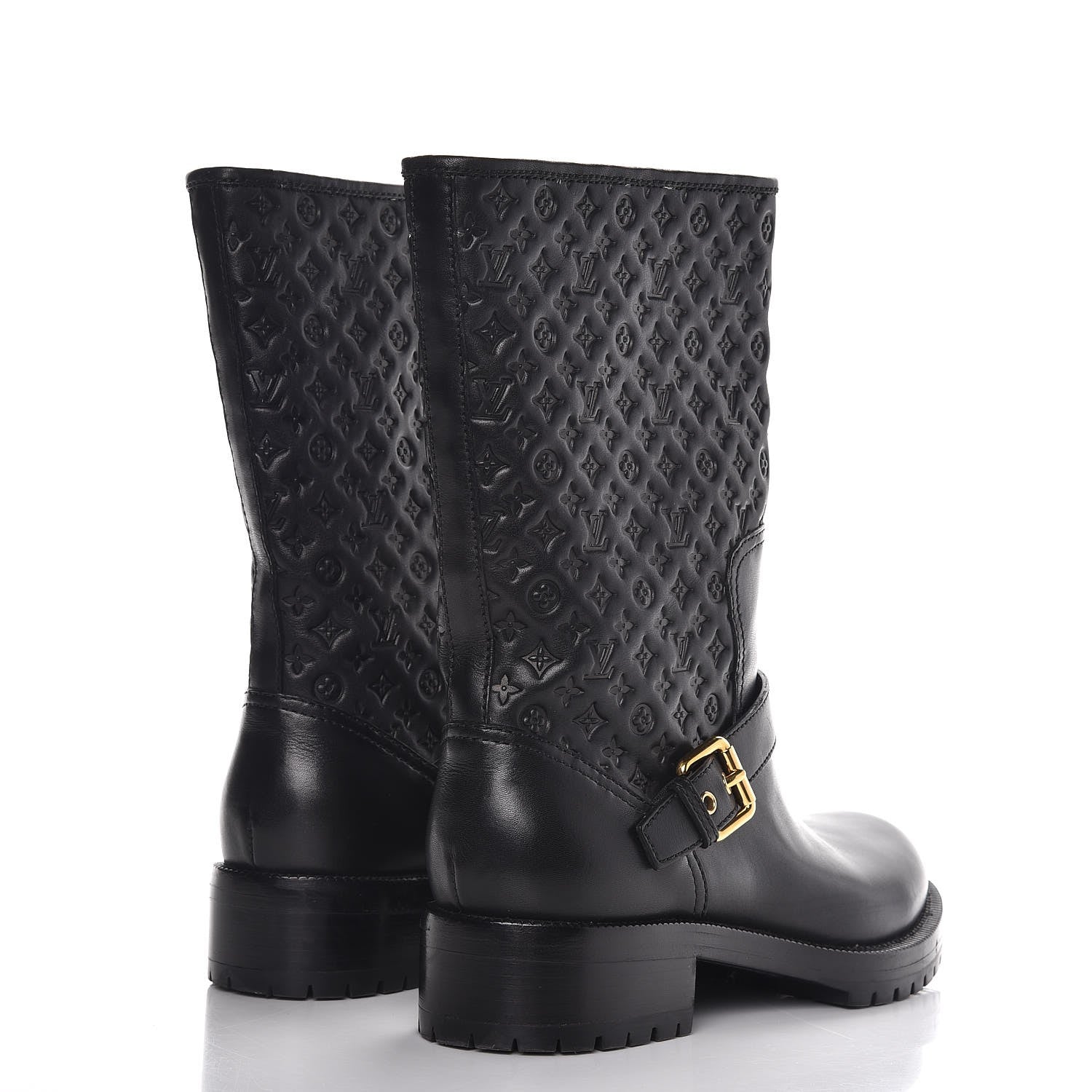 Louis Vuitton Calfskin Embossed Monogram Rebellion Half Boots 39 Black 4 of 8