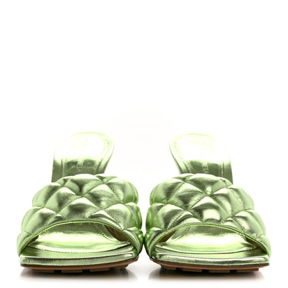 Bottega Veneta Metallic Nappa Reflection Matelasse Padded Mule Sandals 37.5 Pistachio 3 of 8