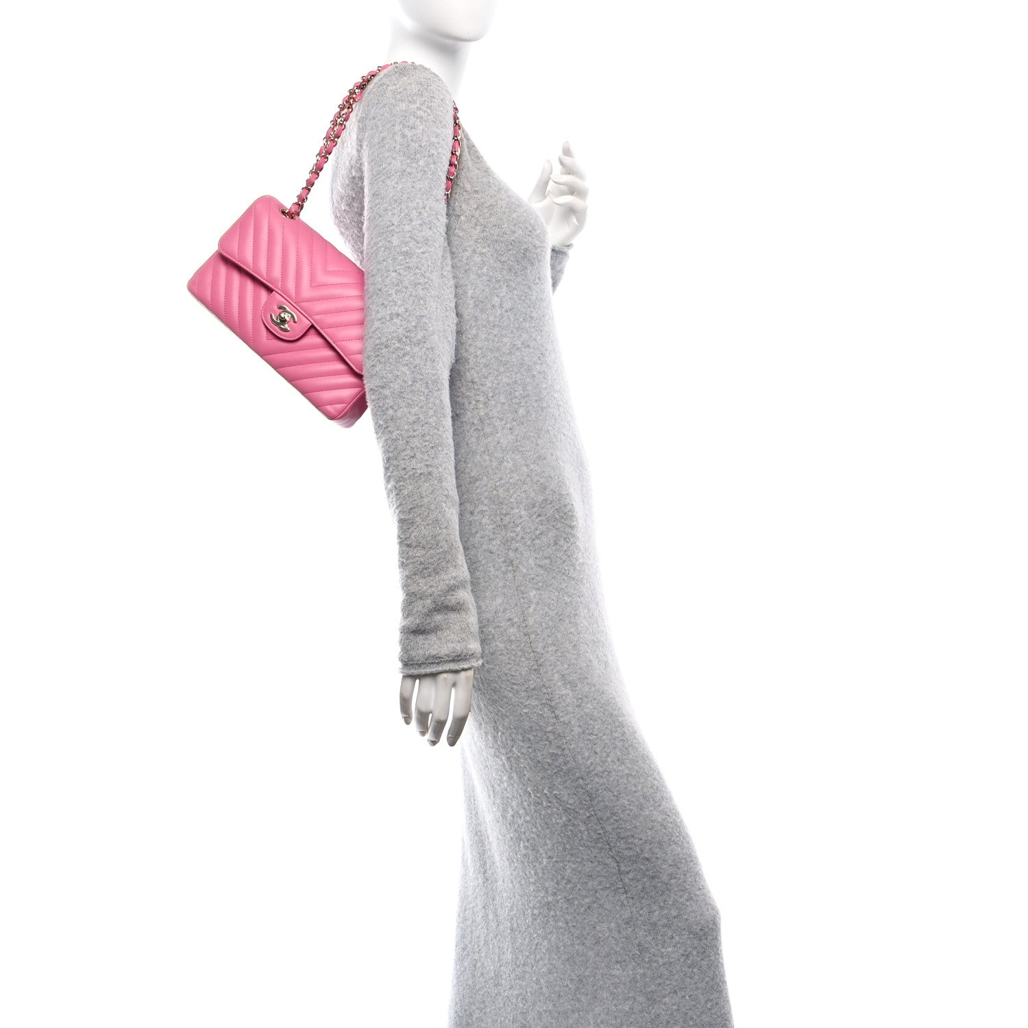 Chanel Lambskin Chevron Quilted Small Double Flap Pink 2 of 11