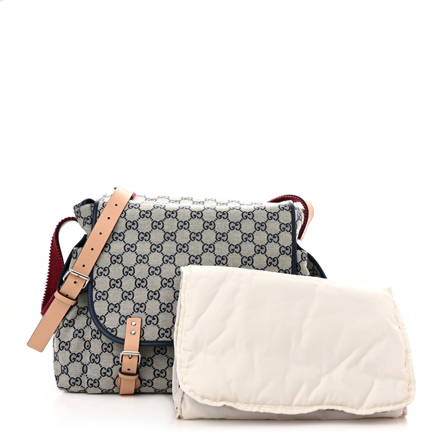 GG Monogram Diaper Bag Beige Blue