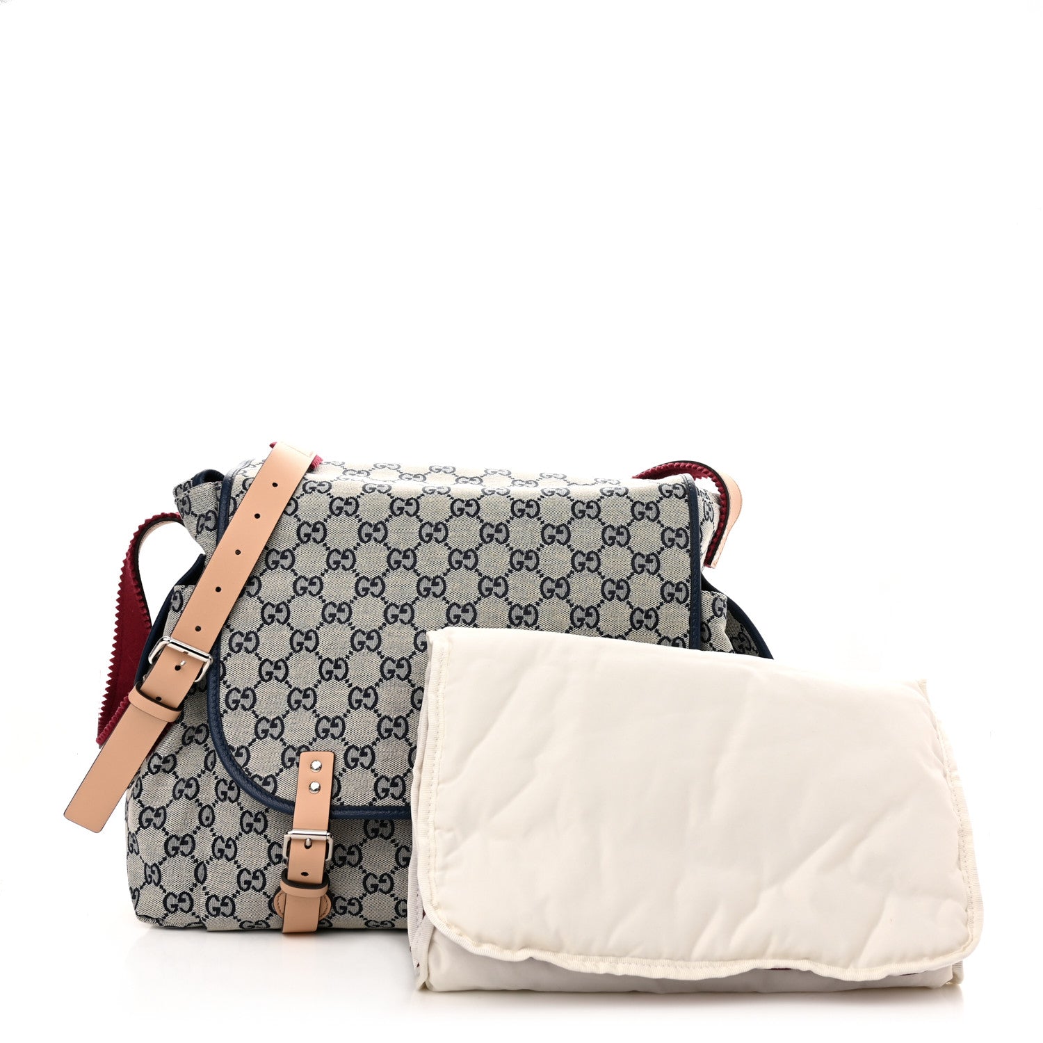 Gucci GG Monogram Diaper Bag Beige Blue 2 of 10