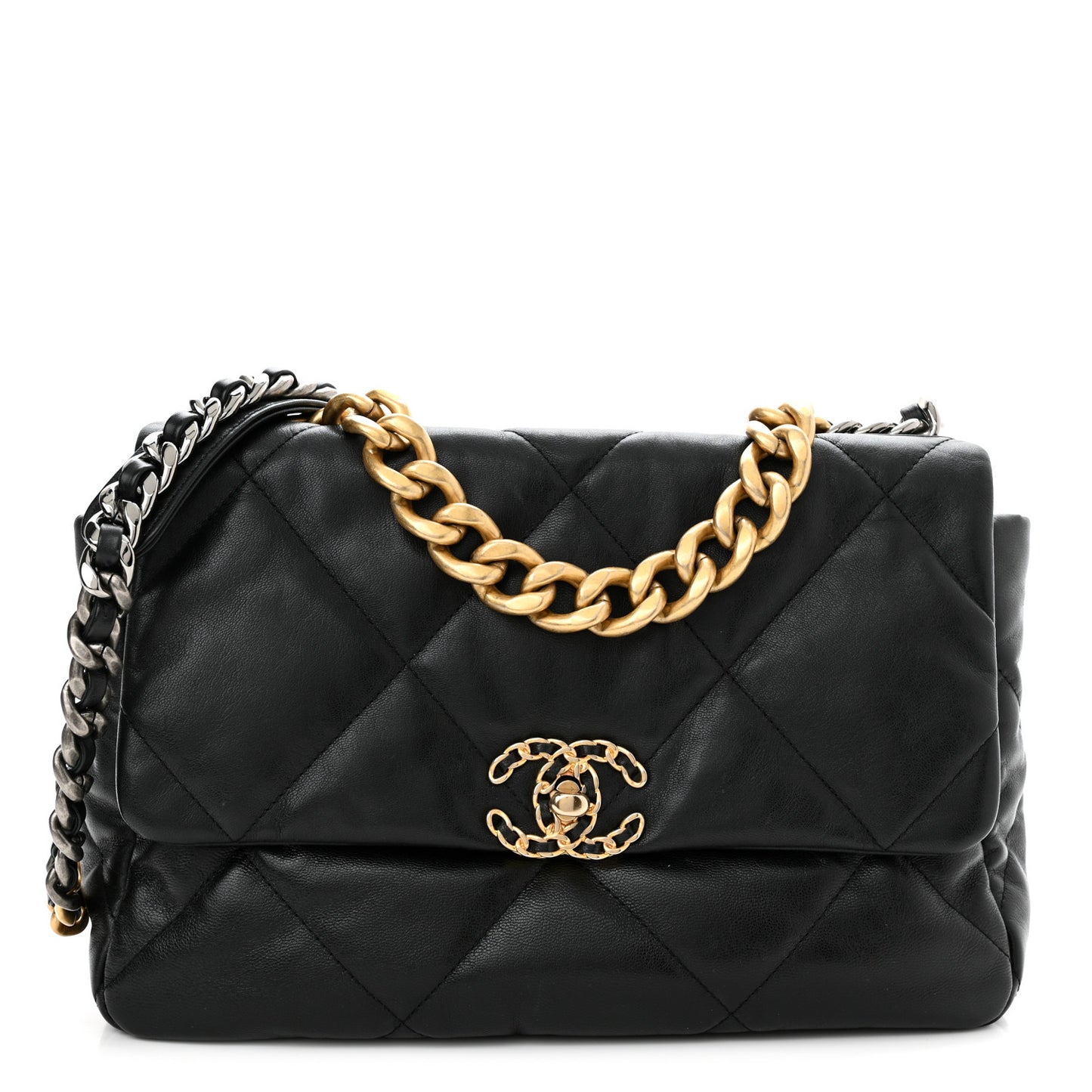 Goatskin Quilted Large Chanel 19 Flap Black