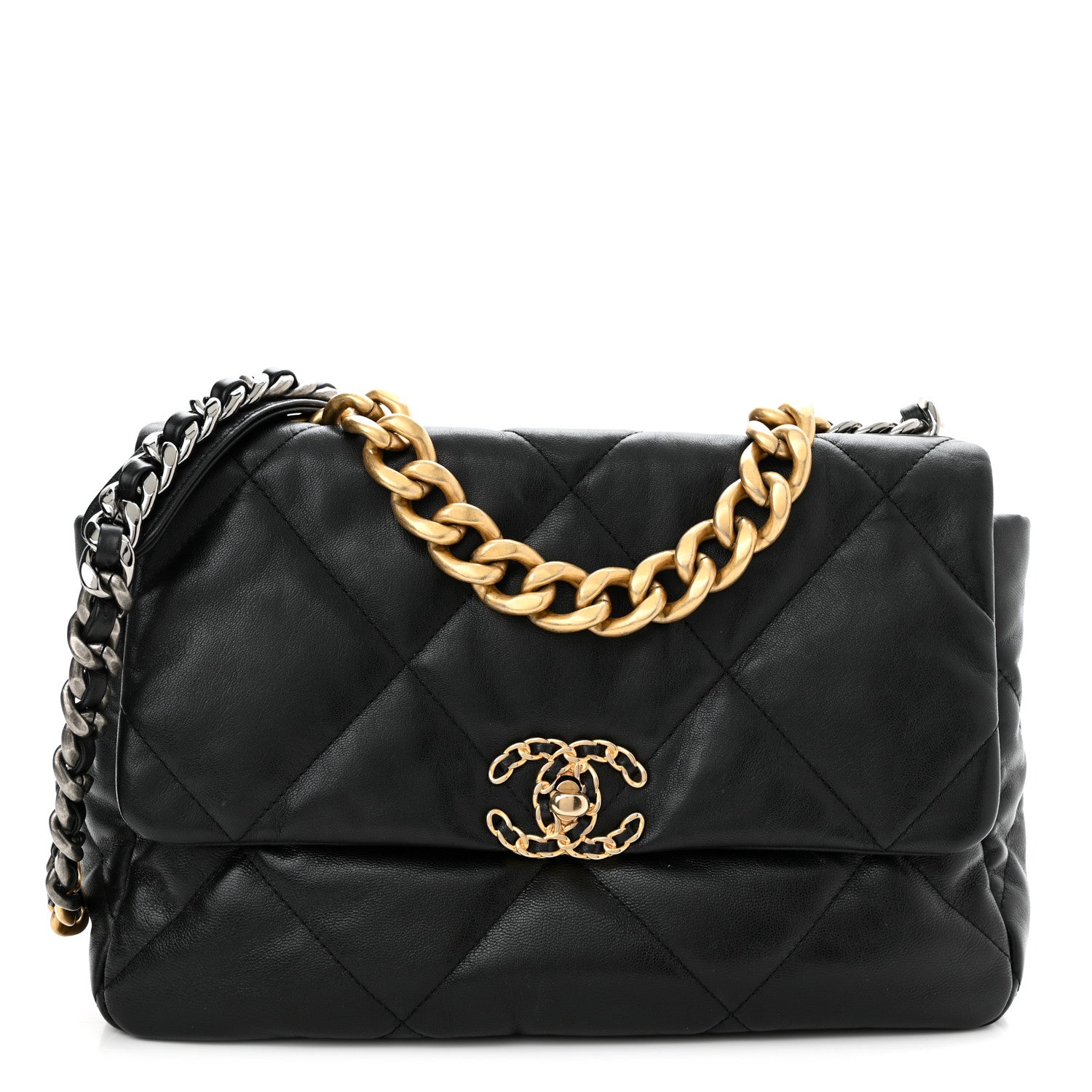 Chanel Goatskin Quilted Large Chanel 19 Flap Black 1 of 12