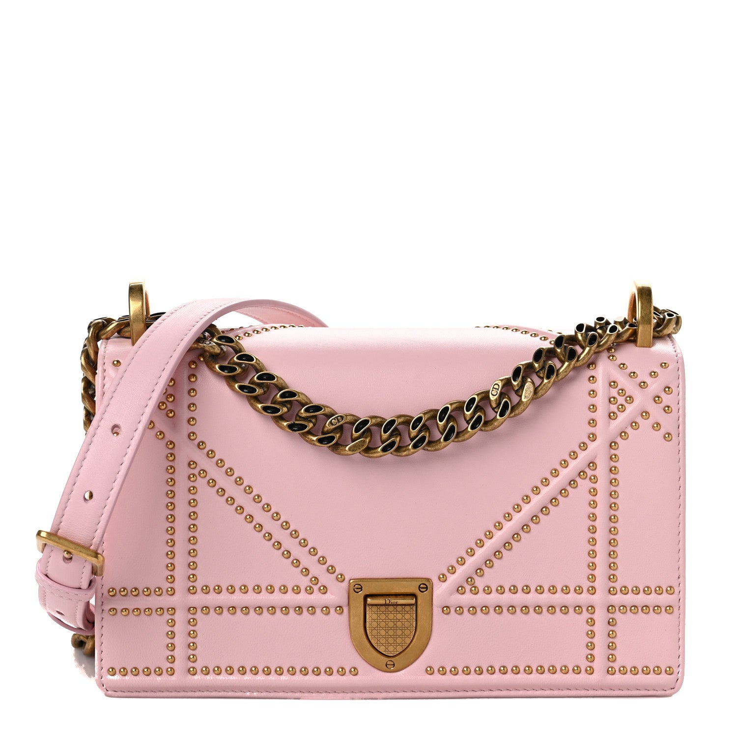 Christian Dior Lambskin Studded Small Diorama Flap Bag Baby Pink 1 of 7