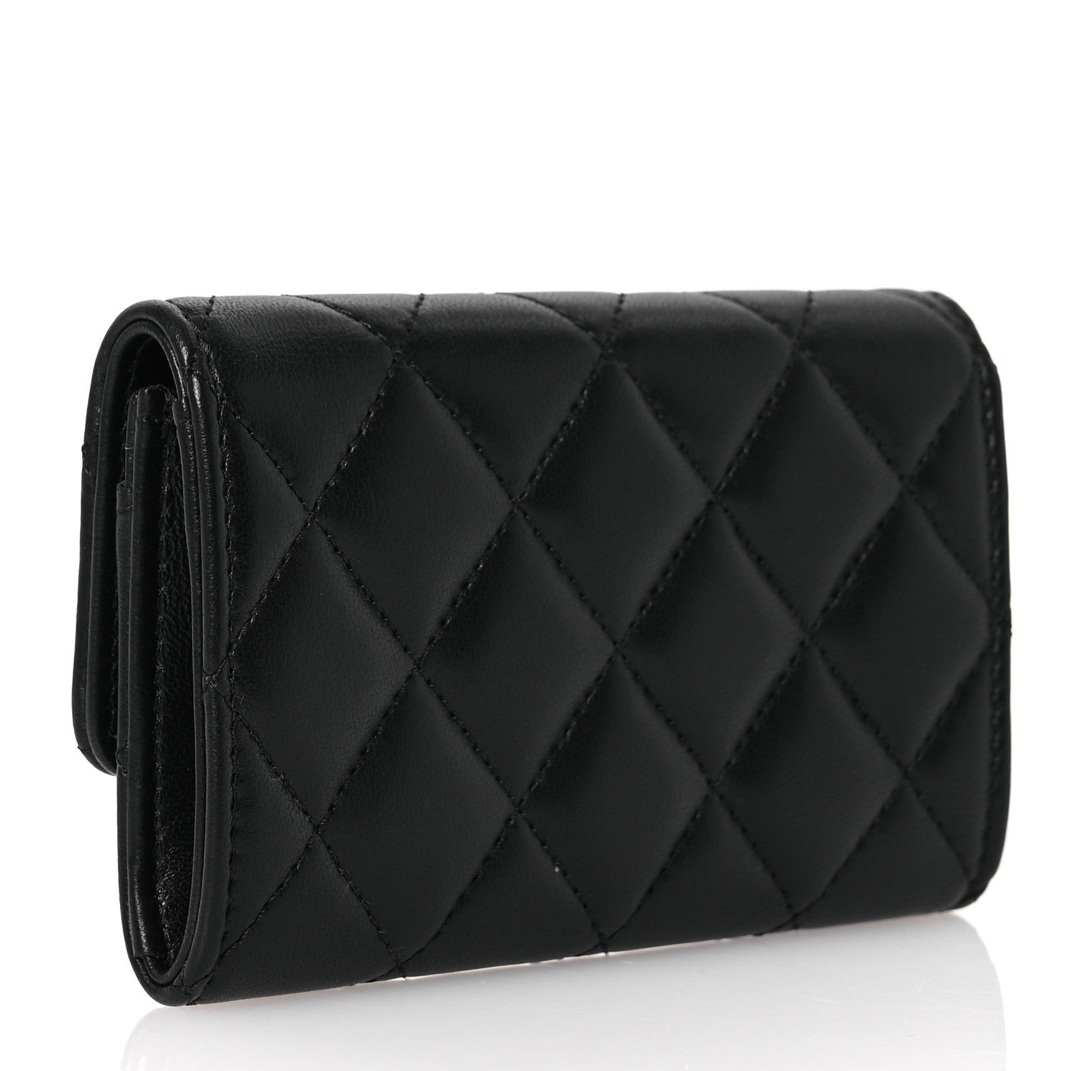Chanel Lambskin Quilted Pearl CC Chanel Flap Card Holder Black 3 of 10