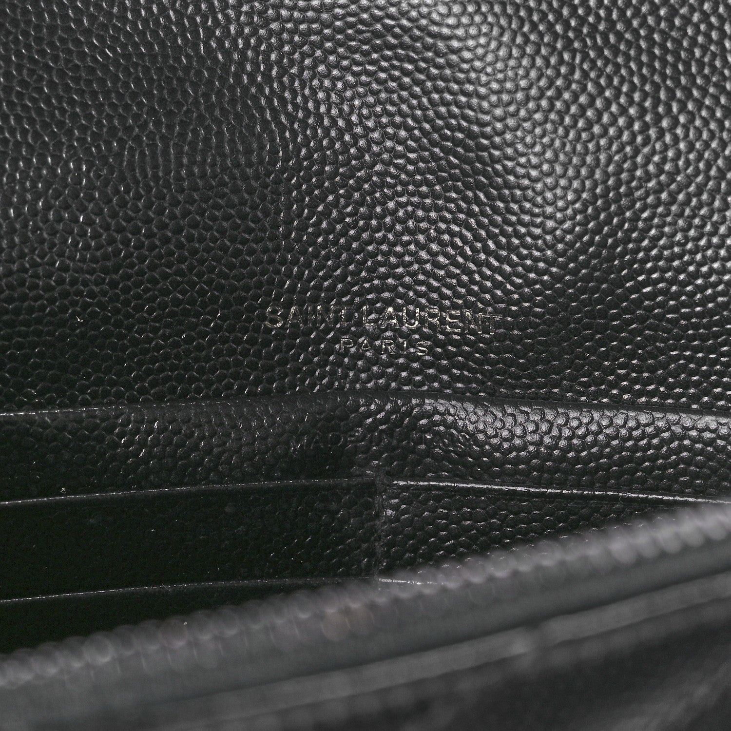 Saint Laurent Grain De Poudre Matelasse Chevron Monogram Monochrome Envelope Chain Wallet Black 6 of 11