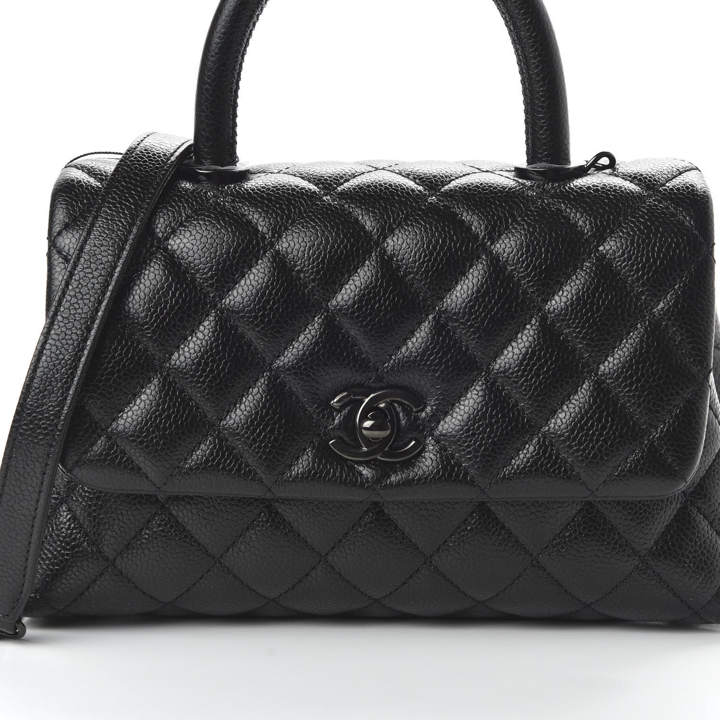 Caviar Quilted Mini Coco Handle Flap So Black