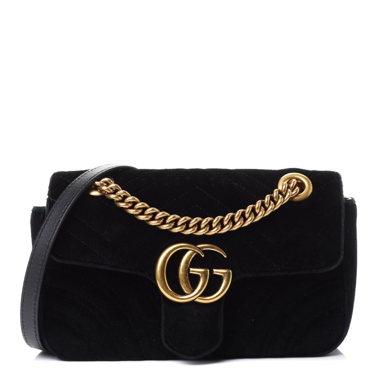 Velvet Matelasse Mini GG Marmont Shoulder Bag Black