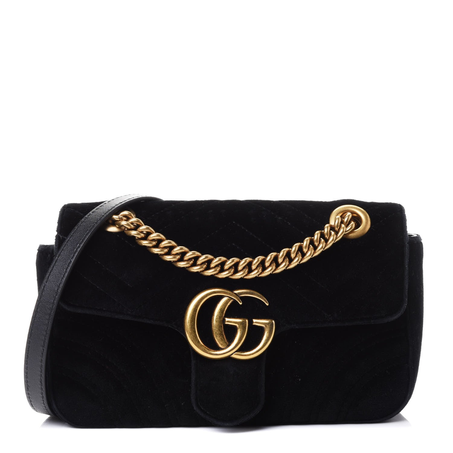 Gucci Velvet Matelasse Mini GG Marmont Shoulder Bag Black 1 of 4