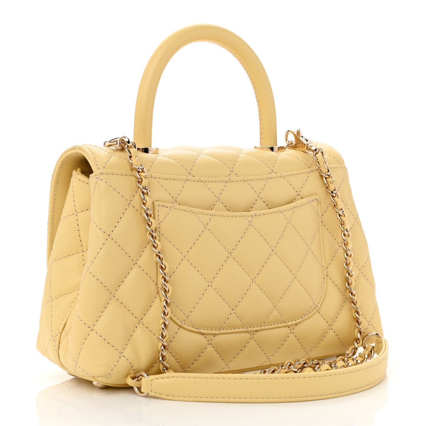 Caviar Quilted Mini Coco Handle Flap Yellow