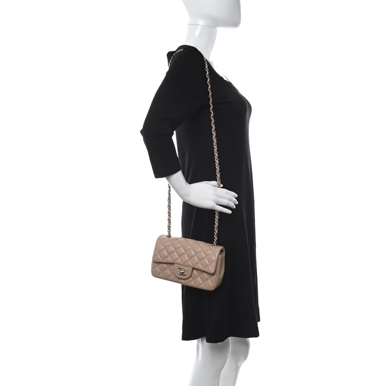 Chanel Lambskin Quilted Mini Rectangular Flap Beige 2 of 12