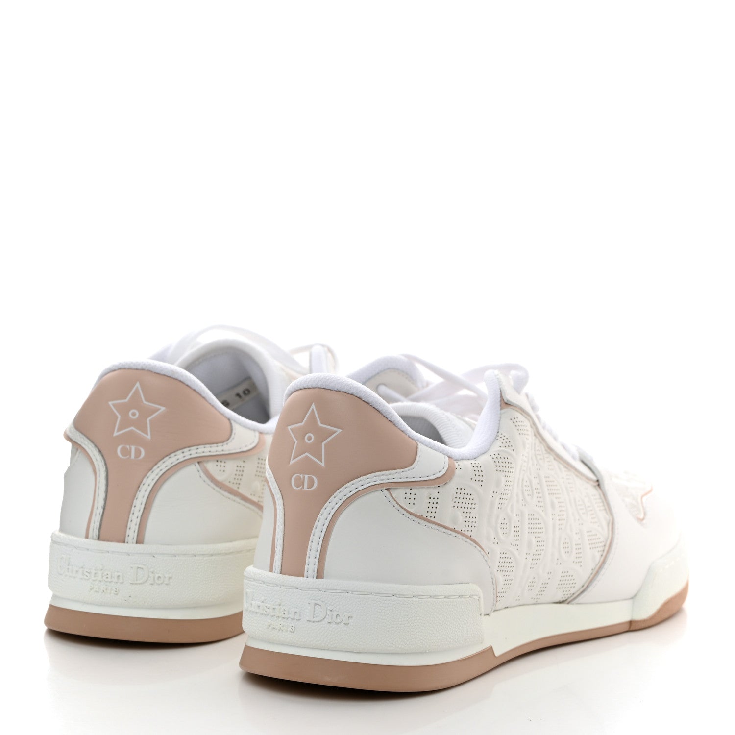Christian Dior Calfskin Oblique Laser Perforated Dior One Low Sneakers 38.5 White Nude 4 of 8