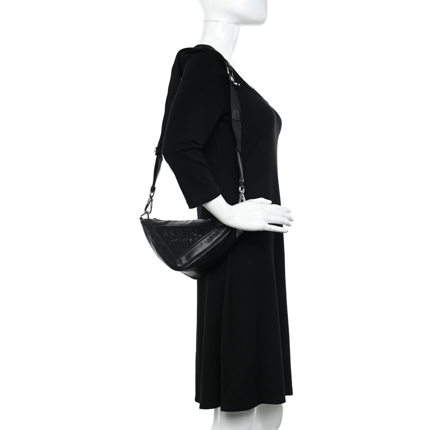 Prada Grace Lux Triangle Shoulder Bag Black 2 of 14