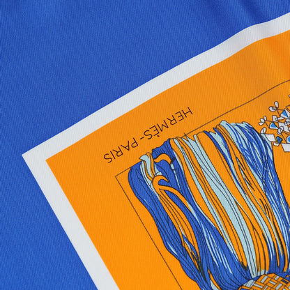 Hermes Silk Passementerie Quadri Scarf 90 Bleu Dur Rose Vif Orange 3 of 7