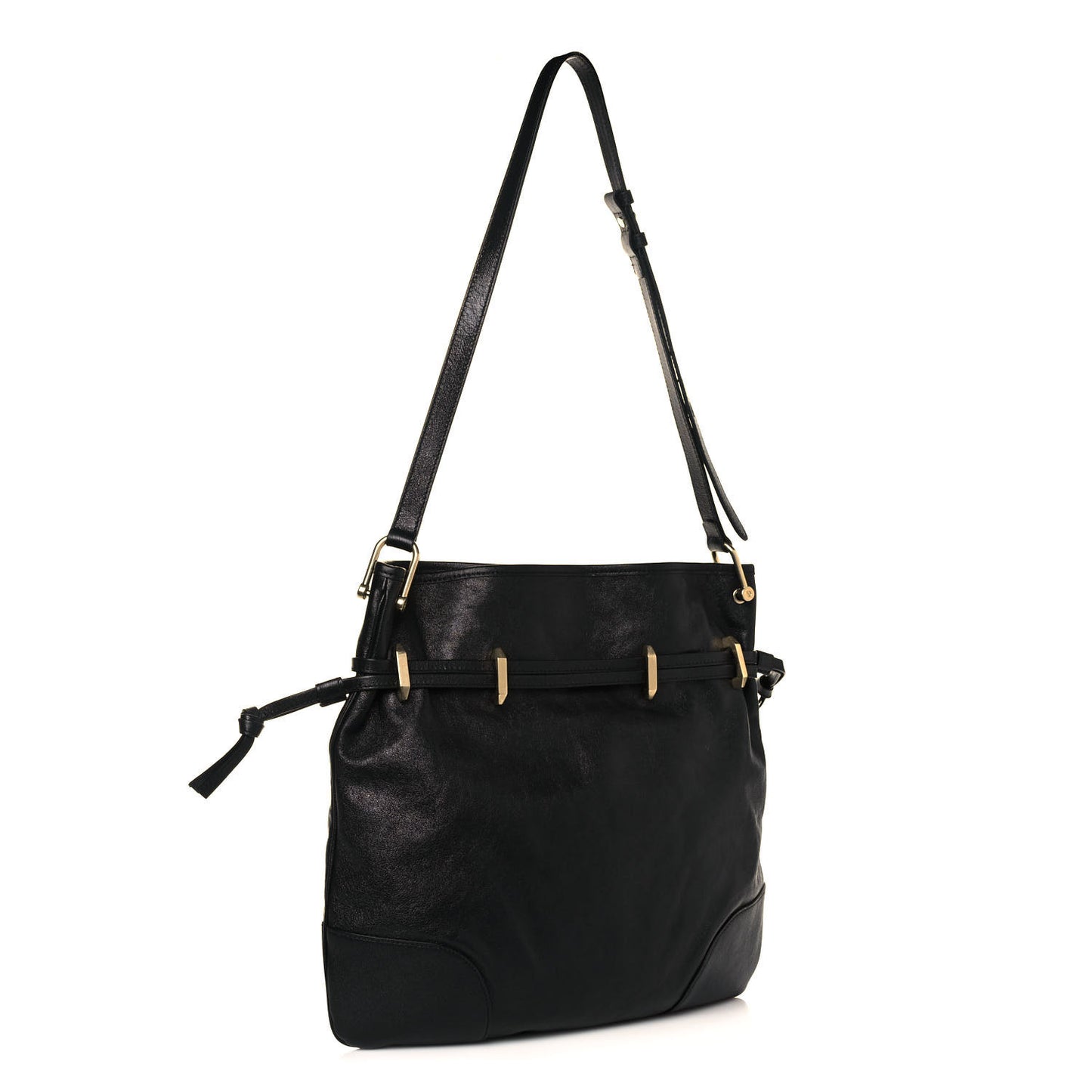 Sakai Calfskin Horsebit 1955 Cinch Top Messenger Bag Black