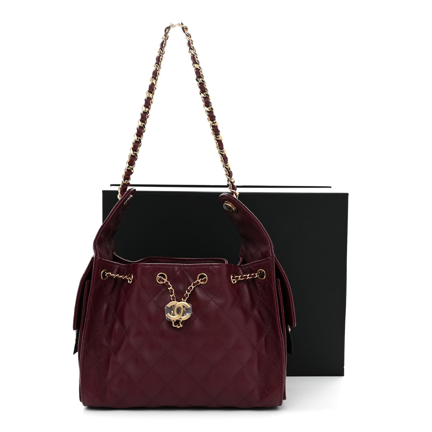 Caviar Quilted Small Chanel 25 Handbag Burgundy