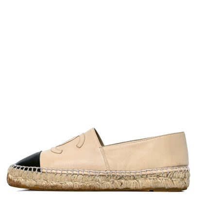 Chanel Lambskin CC Espadrilles 35 Beige Black 1 of 5