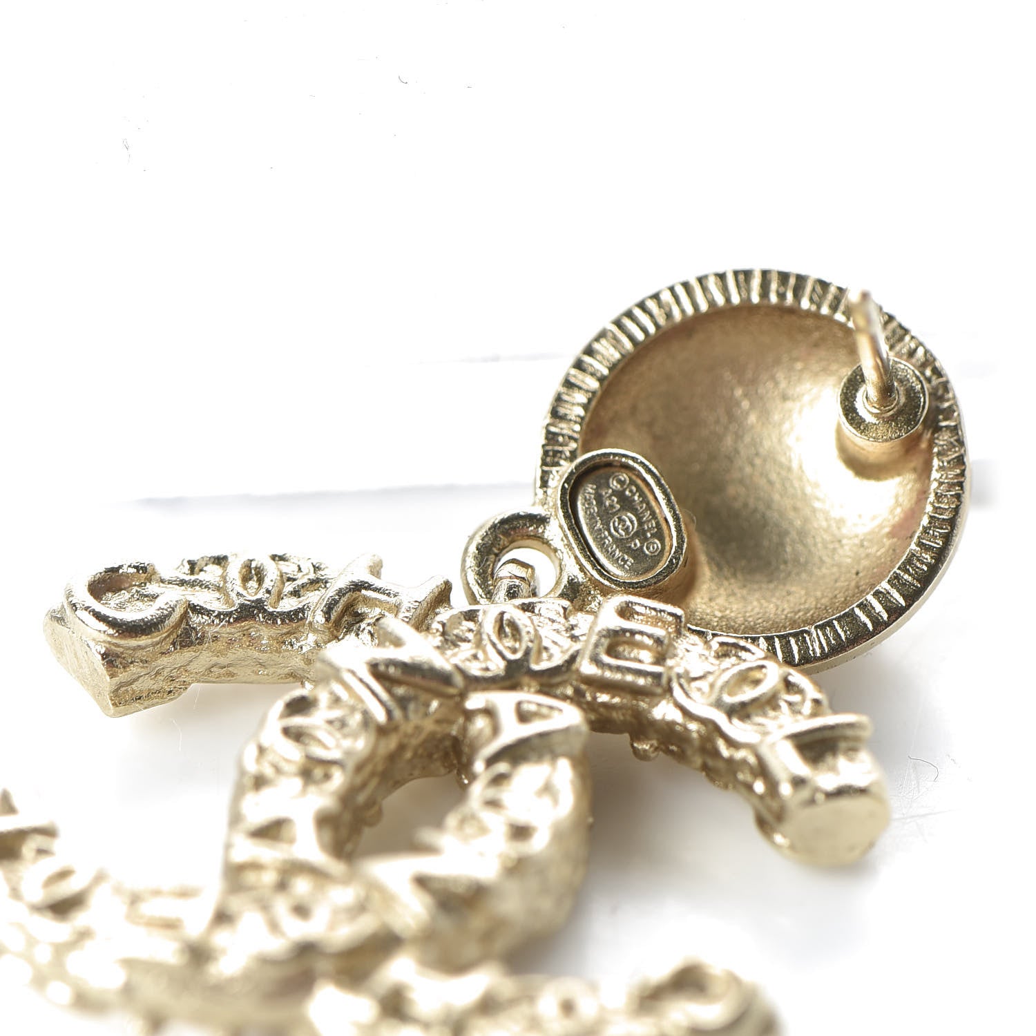 Chanel Crystal CC Drop Logo Earrings Gold 4 of 5