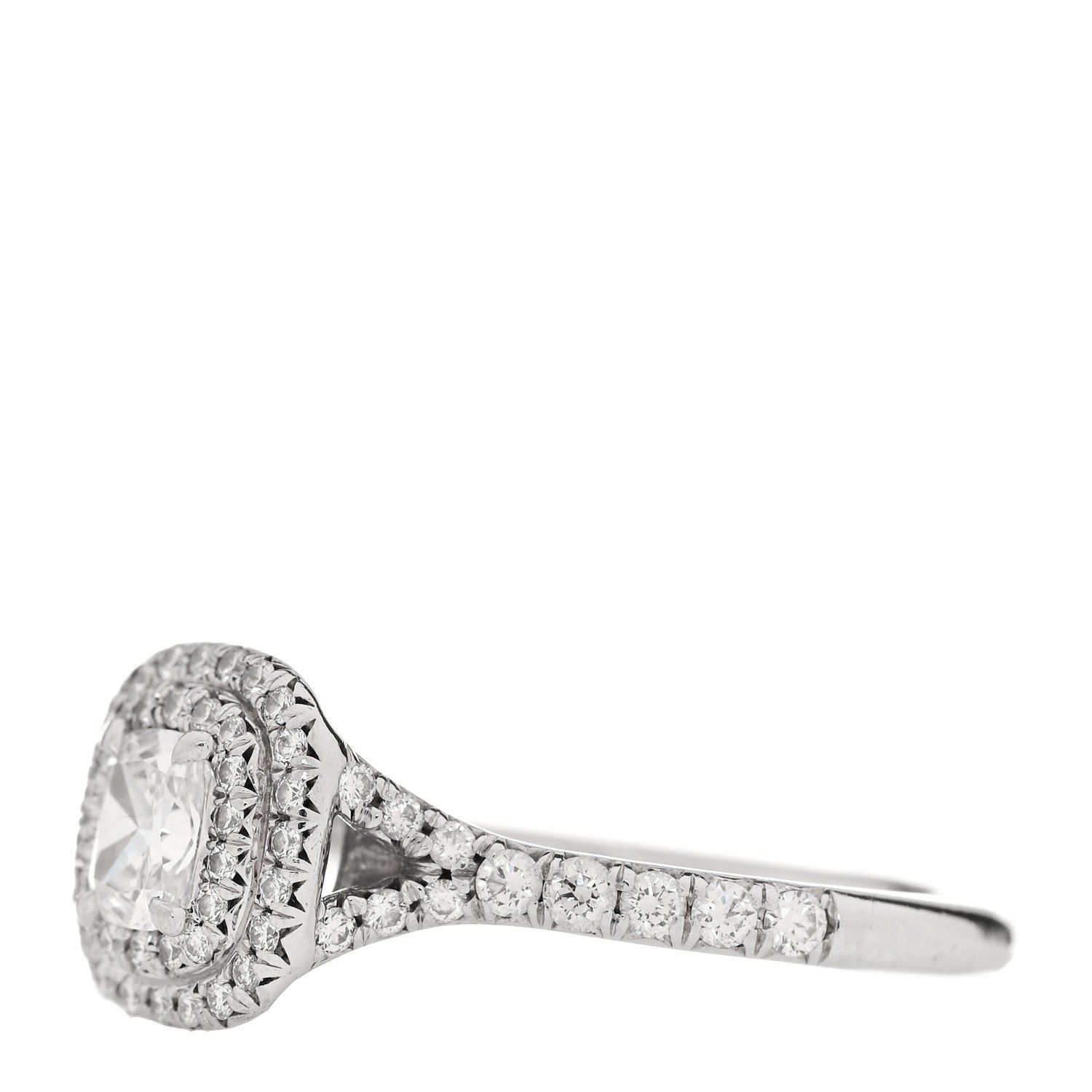 Tiffany Platinum Diamond .41ct Soleste Cushion Cut Double Halo Engagement Ring 50 5.25 3 of 7