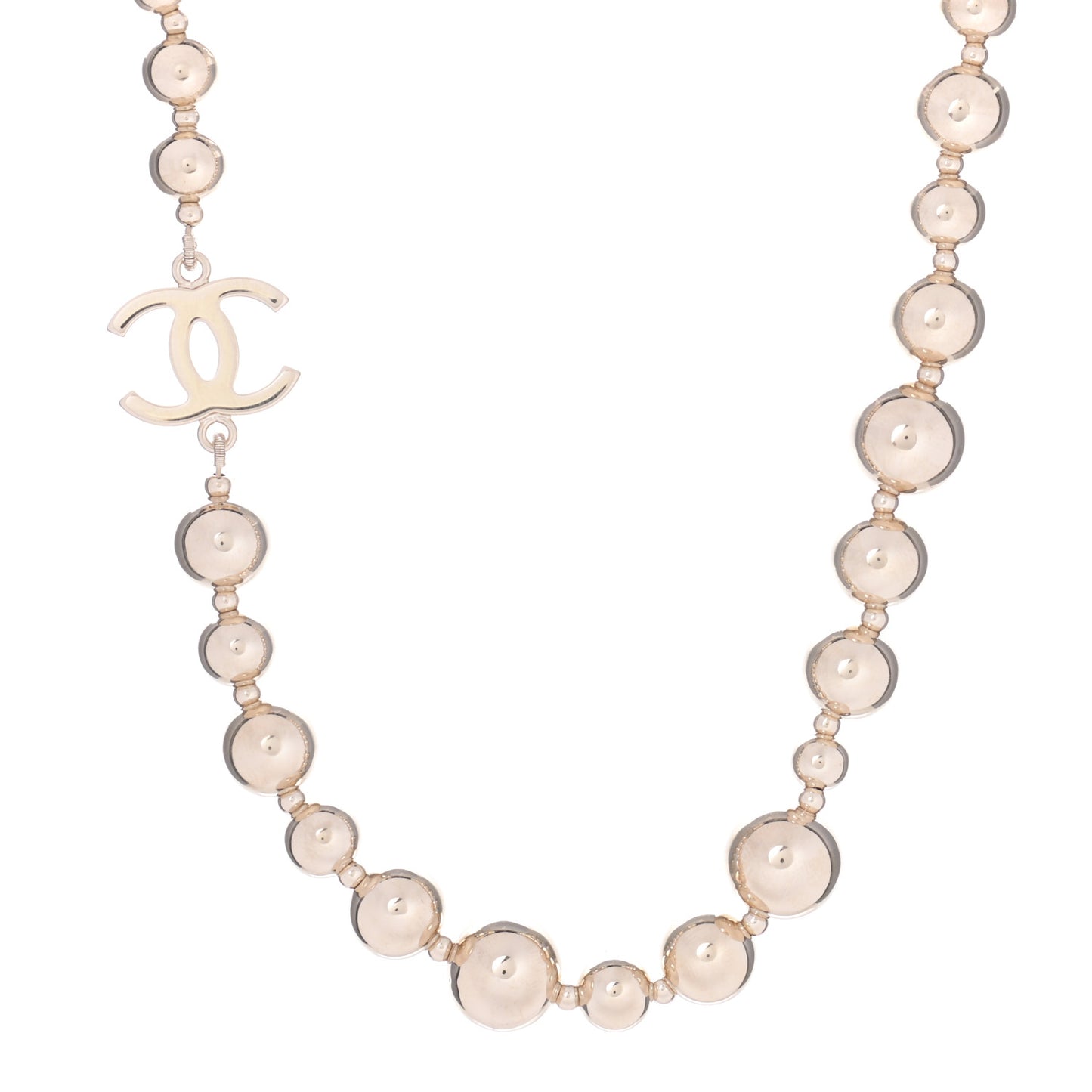 Metal Bead CC Necklace Gold