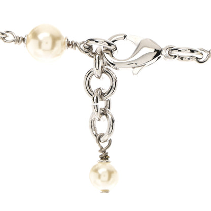 Chanel Crystal Pearl CC Long Necklace Silver 5 of 7